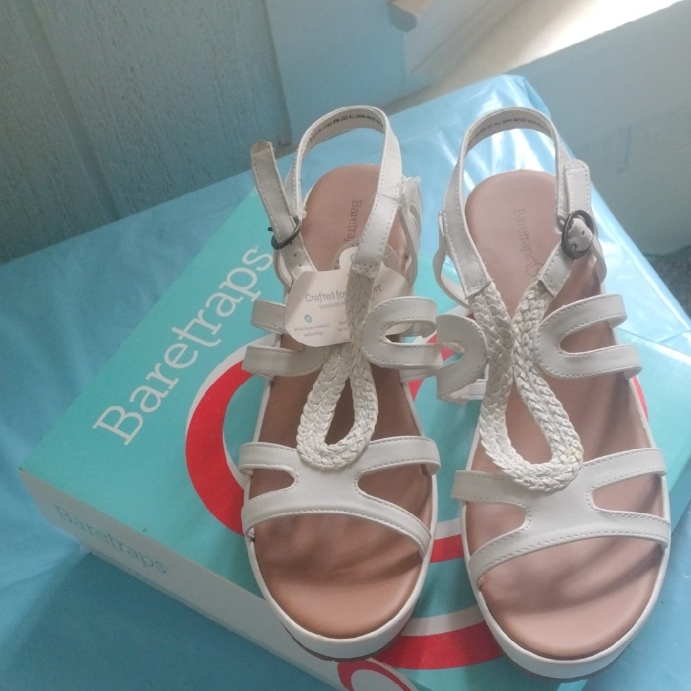 BareTraps White Braided Women's Sandals